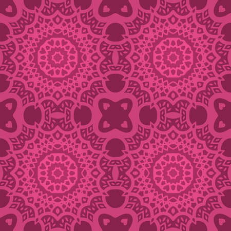 Beautiful valentines day vector illustration with abstract colorful pink seamless pattern with heart shapesのイラスト素材