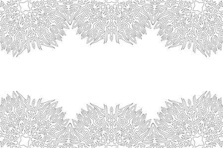 Beautiful monochrome linear vector background for adult coloring book page with abstract vintage border and white copy spaceのイラスト素材