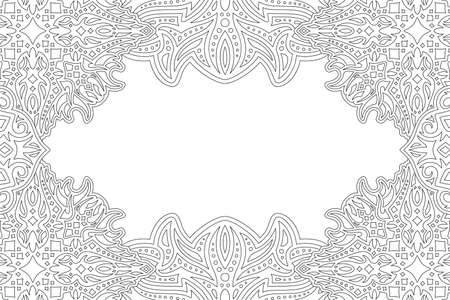 Beautiful monochrome linear vector illustration with abstract vintage border and white copy spaceのイラスト素材