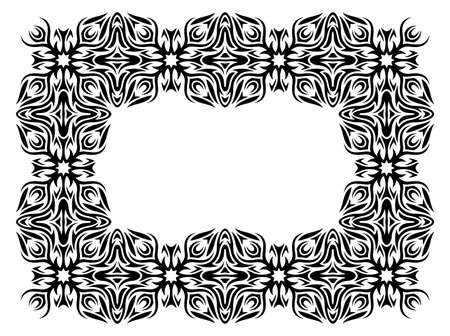 Beautiful monochrome vector illustration with abstract black tribal frame isolated on the white backgroundのイラスト素材