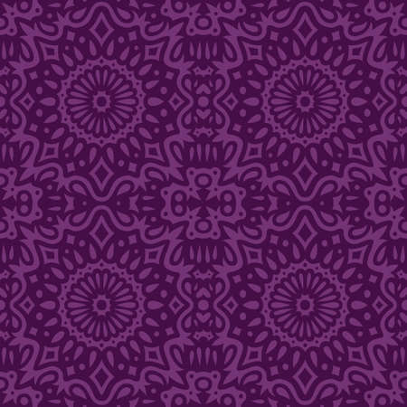 Beautiful vector illustration with abstract purple tribal oriental seamless pattern