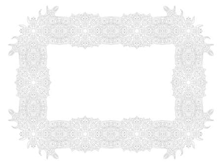 Beautiful monochrome linear vector illustration for adult coloring book page with abstract cosmic vintage frame isolated on the white backgroundのイラスト素材