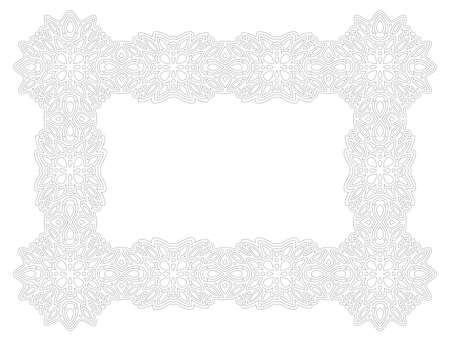 Beautiful monochrome linear vector illustration for adult coloring book page with abstract rectangle frame isolated on the white backgroundのイラスト素材