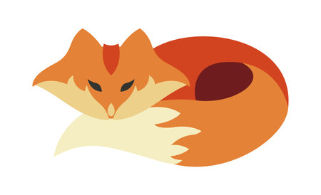 Vector illustration with orange fox isolated on the white backgroundのイラスト素材