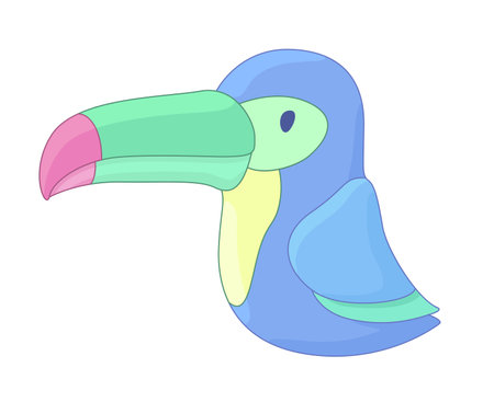 Funny illustration of a toucan with bright pastel colorsのイラスト素材