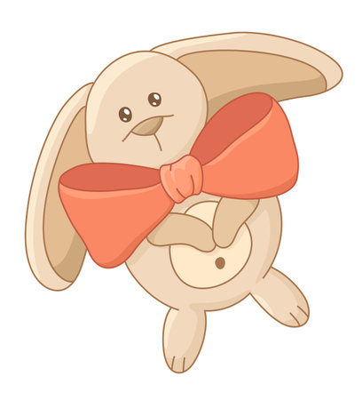 A charming cartoon bunny in a bow, perfect for Easter, spring, or any occasion that calls for cuteness.のイラスト素材
