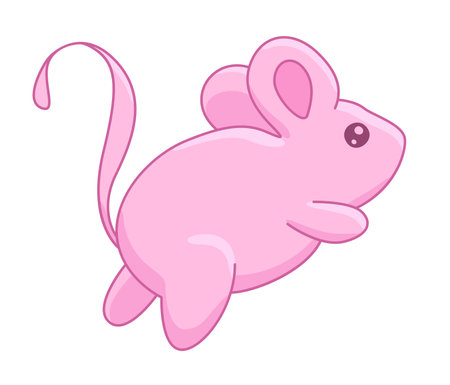 Adorable vector cartoon illustration of a cute pink mouse isolated on the white backgroundのイラスト素材