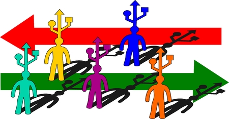 teamwork with usb in communication のイラスト素材