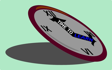 clock with words time to learn on hands and numbers aroundのイラスト素材