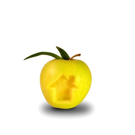 apple with house insideの写真素材