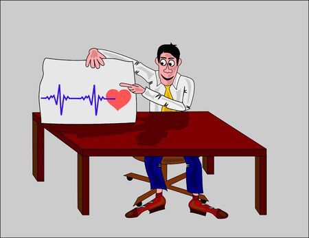 man with heart-beatのイラスト素材