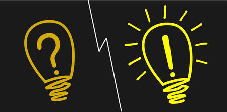 solution concept, a light bulb turned on and offの写真素材