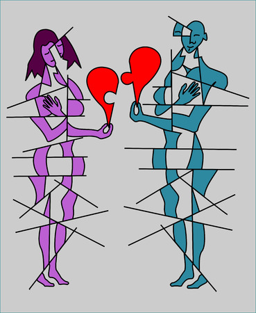 couple with broken heartの写真素材