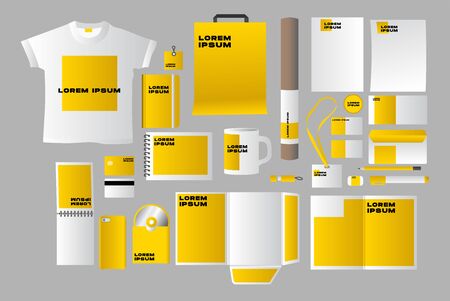 Business stationery corporate identity set realistic  yellowのイラスト素材