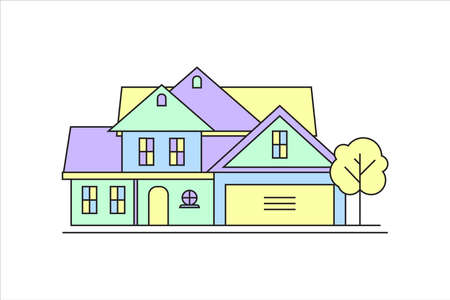 Vector illustration of colorful house design in modern flat color homeのイラスト素材