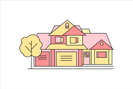 Vector illustration of colorful house design in modern flat color homeのイラスト素材