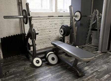 Weight bench in gymの写真素材