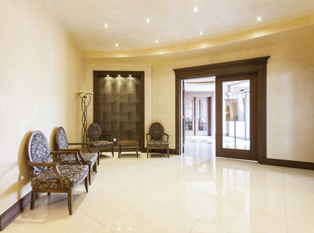 Elegant bright hotel lobbyの写真素材