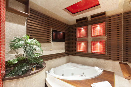 Hot tub in a luxury bathroomの写真素材