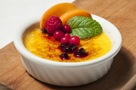 Creme brulee with fruitの写真素材