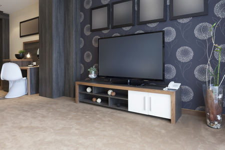 Big  TV in a modern homeの写真素材