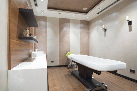 Massage room at modern spa centerの写真素材