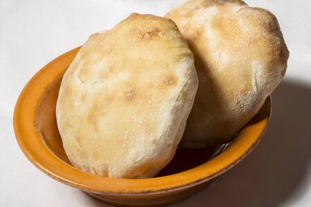 Flat bread in dish