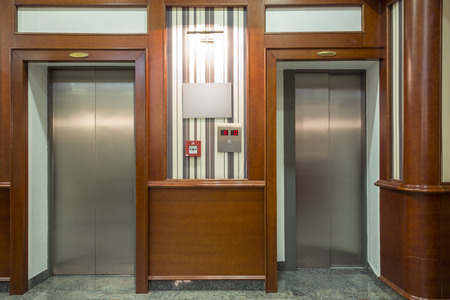 Two elevators in a modern building