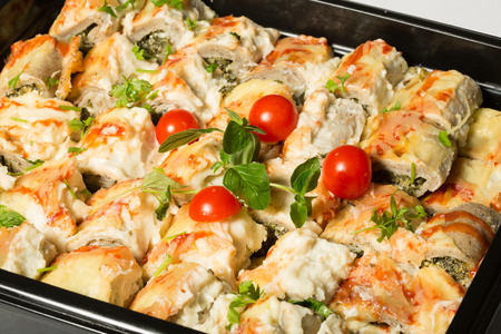 Lasagna spinach rollsの写真素材