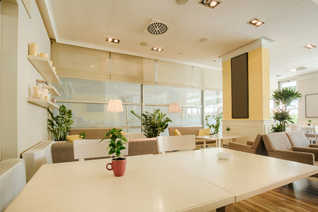 Interior of a beautiful bright cafeの写真素材