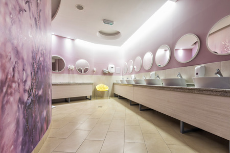 Spacious restroom at spa centerの写真素材