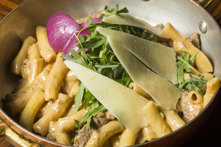 Beef and red onion macaroniの写真素材