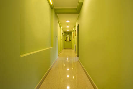 Corridor with green wallsの写真素材