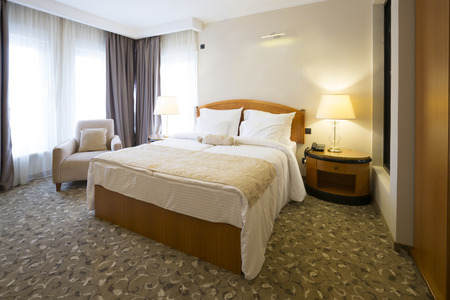 Classic style hotel bedroom interiorの写真素材