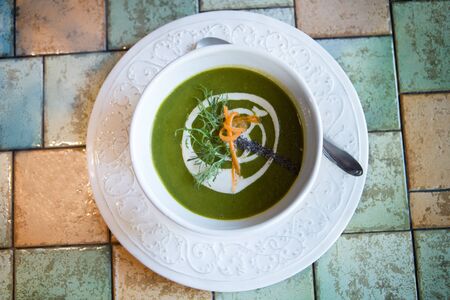 Zucchini and broccoli pottageの写真素材