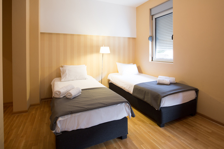 Modern hotel twin room interiorの写真素材