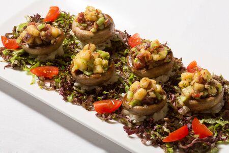 Portion of stuffed mushroomsの写真素材