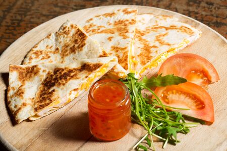 tortilla sandwich with hamの写真素材