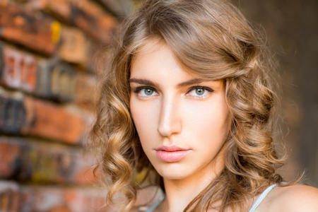 Beautiful woman portrait outdoorsの写真素材