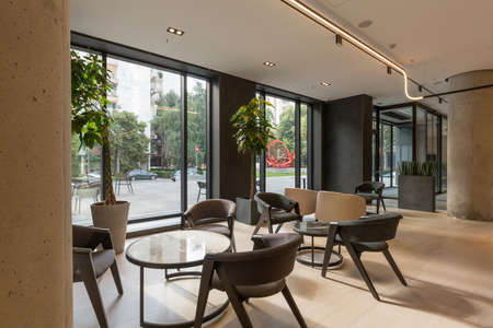 Interior of a empty modern hotel lounge bar