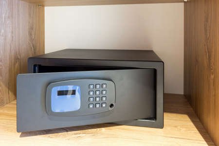 Electronic safe in empty hotel roomの写真素材