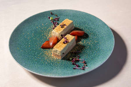 Duck liver pate served on a plate
