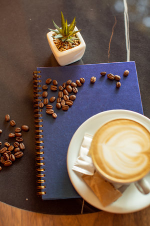 Coffee served on a tableの写真素材