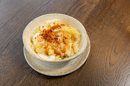 Sauerkraut salad with hot dry pepperの写真素材