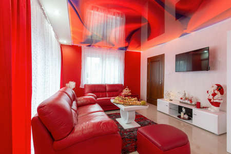 Appetizer dish meze served in a red hotel roomの写真素材