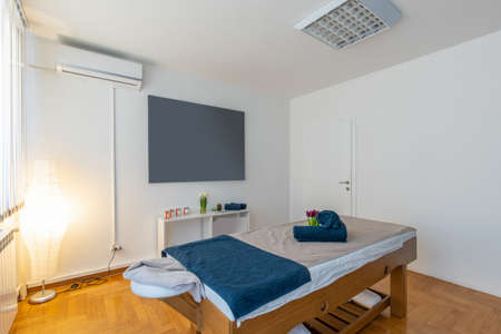 Interior of a massage room in anti cellulite centerの写真素材