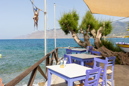 Sea food restaurant by the seaの写真素材