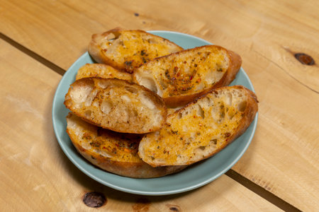 Roasted bread with shredded hot peppersの写真素材