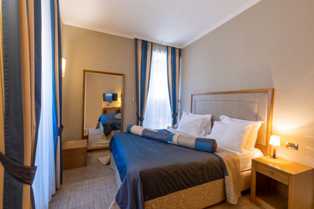Interior of a luxury hotel bedroomの写真素材