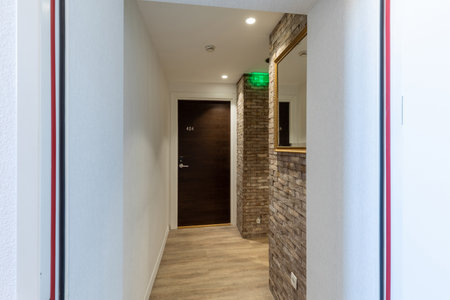 Entrance corridor interior with mirror and closetの写真素材